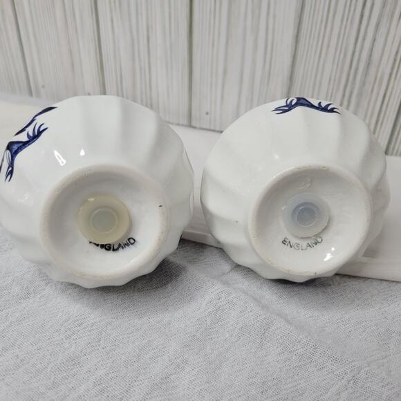 Vintage J&K Meakin Blue Onion Salt & Pepper Shaker Set 5.25" Nordic England MCM - Picture 5 of 12